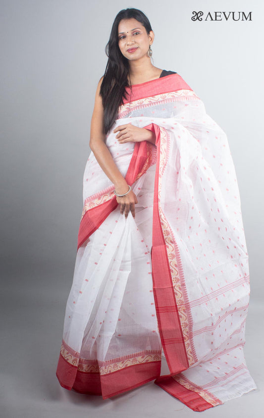 Kamini pure cotton red white saree