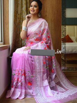 Tulip organza saree in lavender